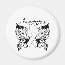 Tattoo Butterfly Awareness - Lung Cancer Fridge Magnets
