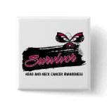 Tattoo Butterfly Head and Neck Cancer Survivor buttons