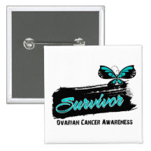 Tattoo Butterfly Ovarian Cancer Survivor Pinback Button