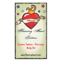 Tattoo Flaming Heart  Business Cards