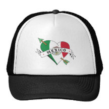 Tattoo Heart and Arrow with Mexican Flag Hats