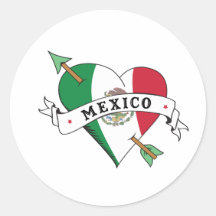 Tattoo Heart and Arrow with Mexican Flag Stickers