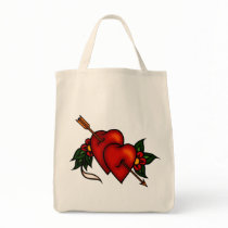 Tattoo Hearts with Arrow Tote Bag