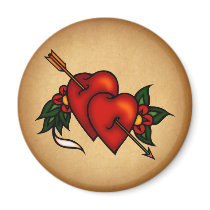 Tattoo Hearts with Arrow Fridge Magnets