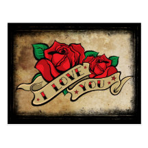 Tattoo I Love You Rose Postcard