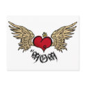 Tattoo MOM Urban Crowned Heart With Wings postcards