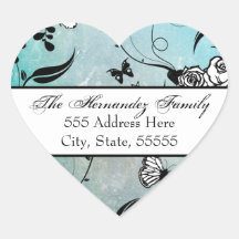Tattoo Rose and Fluers Address Label Seals/Tags Heart Sticker