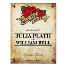 Tattoo Rose Save the Date Postcards