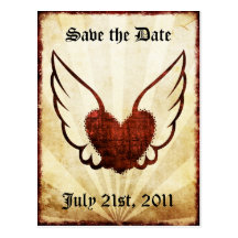 Tattoo Winged Heart Save the Date Postcard