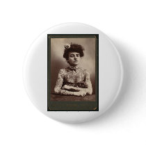 Tattooed American Woman Pinback Button