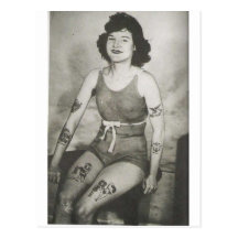 Tattooed Bathing Beauty Post Card
