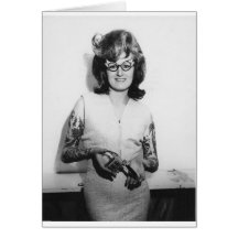 Tattooed Glasses Chick Greeting Card