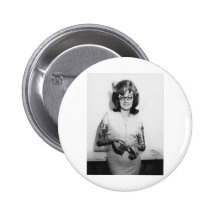 Tattooed Glasses Chick Pinback Button