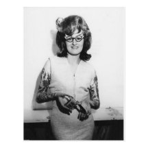 Tattooed Glasses Chick Postcards
