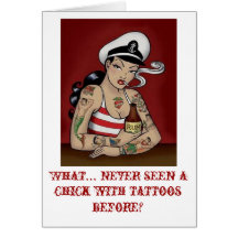 Tattooed Lady Greeting Cards