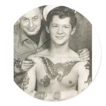 Tattooed Sailor Boy Round Stickers