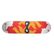 Taucoo mask logo on fire cartoon skateboard