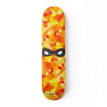 Taucoo mask on fire cartoon logo skateboard