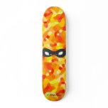 Taucoo mask on fire cartoon logo skateboard