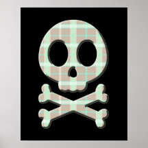 Taupe Plaid Skull Posters