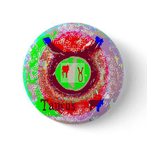 TAURUS 3D Astrology symbol Pinback Button