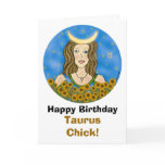 Taurus Chick Birthday Card