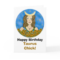 Taurus Chick Birthday Card