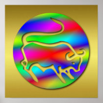 Taurus The Bull Zodiac Rainbow Colour