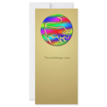 Taurus The Rainbow Colour Bull On Gold Bookmark