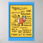 Taurus wordcloud poster