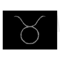 Taurus. Zodiac Astrology Sign. Black. Card