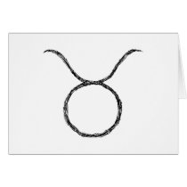 Taurus. Zodiac Astrology Sign. Black. Card