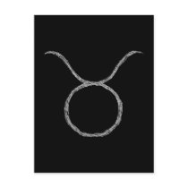 Taurus. Zodiac Astrology Sign. Black. Postcards