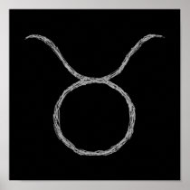 Taurus. Zodiac Astrology Sign. Black. Posters