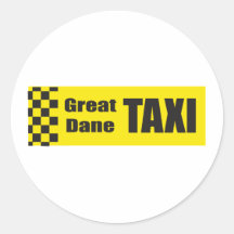 Taxi Great Dane Round Stickers