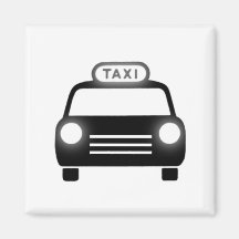 Taxi in Black & White Refrigerator Magnets