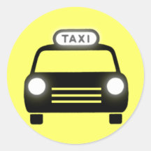 Taxi in Black & White Round Sticker
