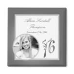 {TBA} 2"x2" Sweet 16 Silver Announcement Magnet