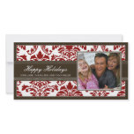 {TBA} Elegant Brown & Red Damask Happy Holidays photo cards
