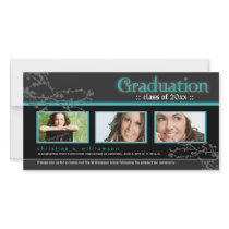 {TBA} Mystic Goth Graduation Announcement (aqua) Photo Greeting Card