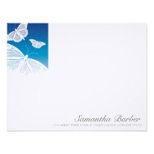 TBA:  White Butterflies Correspondence Cards Personalized Invitation