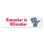 TD- Remember in NOvember Elephant Bumper Sticker
