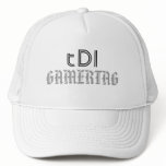 tDI white trucker cap, featuring gamertag. hats