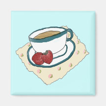 Tea and Strawberries Magnet