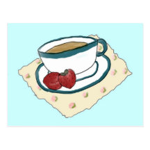 Tea and Strawberries Postcard