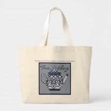 TEA BAG Cross Stitch Style Tea Pot Design