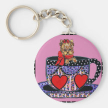 Tea Cup Yorkie Key Chain