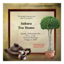 Tea House Grand Opening Custom Invitation