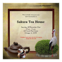 Tea House Grand Opening Personalized Invites
