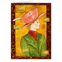 Tea Lady in Green Greeting Card
